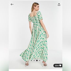 Green floral maxi dress